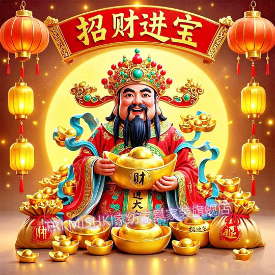 2025 Neujahrs-Gott des Reichtums-Aufkleber-Wandbild, beliebtes Wohnzimmer, festliche Wandaufkleber, glückliche Menschen und wohlhabender Reichtum, Frühlingsfest-Türaufkleber