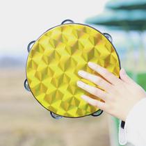 Orff percussion hand tambourine 8-inch colorful laser double-row hand drum childrens enlightenment education tambourine