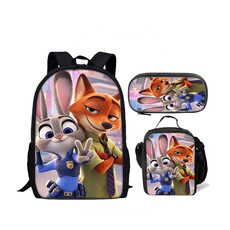 Ранец zootopia2儿童双肩揹包餐包笔袋三件套 疯狂动物城2学生书包套装