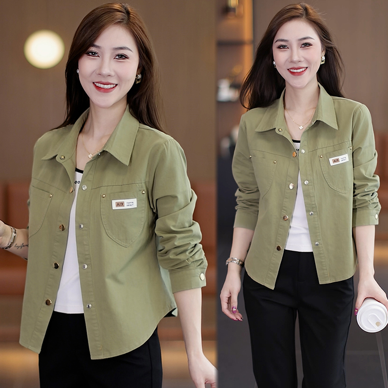 Ol Style Petite Pure Cotton Long-Sleeve Shirt for Women 2026 Autumn and Winter New Commuter Style Age-Reducing Solid Color Top