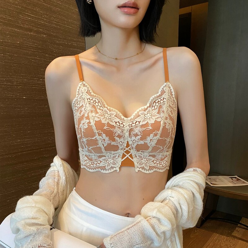 Victoria Lace Lingerie for Women, Thin Style, Small Bust, Wireless, Sexy, Side Breast Support, Anti-Sagging, Tank Top Style Bra Victoria Lace Lingerie for Women, Thin Style, Small Bust, Wireless, Sexy, Side Breast Support, Anti-Sagging, Tank Top Style Bra