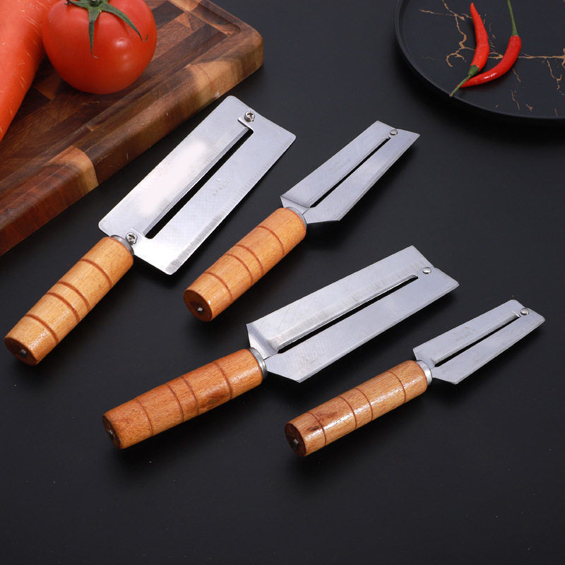 Sugar Cane Peeling Knife for Home Use, Stainless Steel with Wooden Handle, for Peeling Pineapple, Fruits, Lettuce, Traditional Durable Carbon Steel Peeling Knife