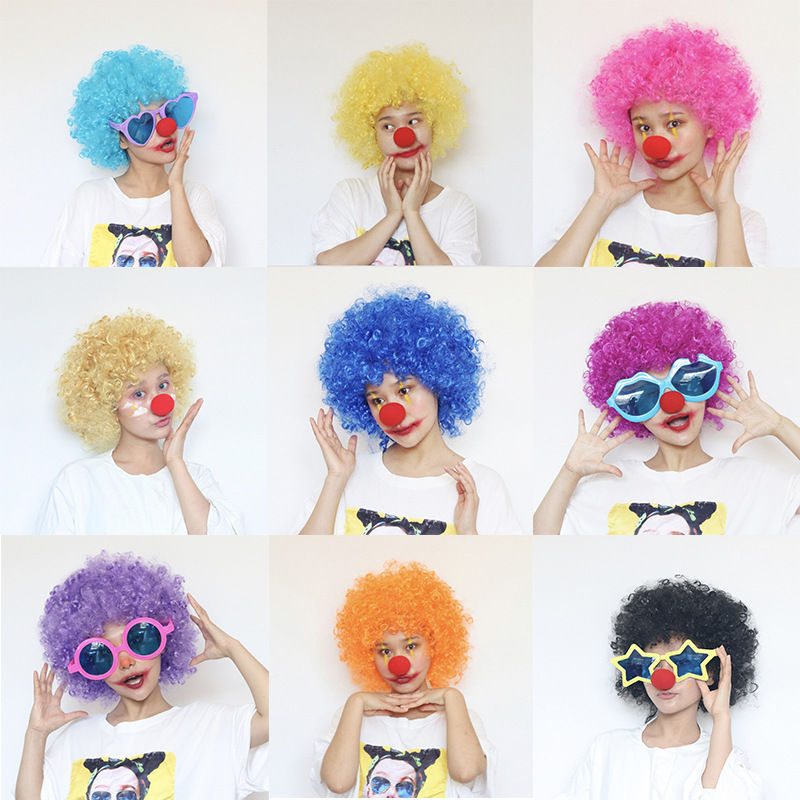 Masquerade Party Supplies, Funny and Colorful Afro Wigs, Clown Wigs, Fan Wigs, Headgear