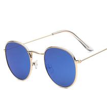 ndy round Rim Sunglasses Colorful Reflective Sunglasses Blue