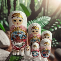 Painted Russian matryoshka doll 10-layer handmade solid wood crafts travel souvenirs for foreigners gifts basswood features