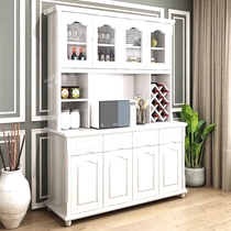 Solid wood rubber wood two-door three-door restaurant locker glass household high wine cabinet living room sideboard simple Chinese style