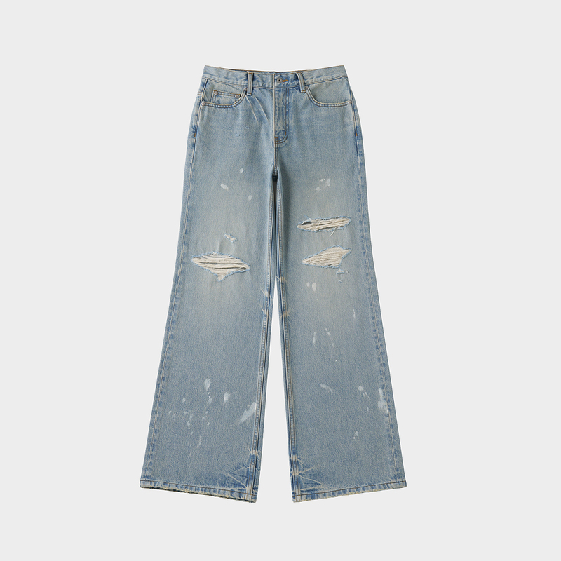 Amicus Animae "Centennial Heritage" American Cone Distressed 82 Ripped Fireworks Splatter Blue Jeans
