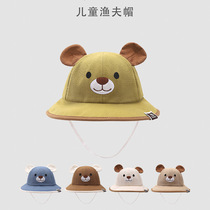 Hemmed Bear Ears Baby Big Brim Basin Hat Spring and Autumn Boys and Girls Sun Hat Childrens New Cartoon Fisherman Hat