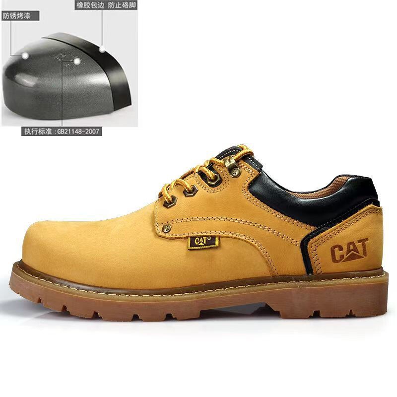 Cat Summer Hot-Selling New Model Carter Men's Leather Shoes, Genuine Leather Top Layer Outdoor Steel-Toe Safety Shoes, Work Shoes for Men