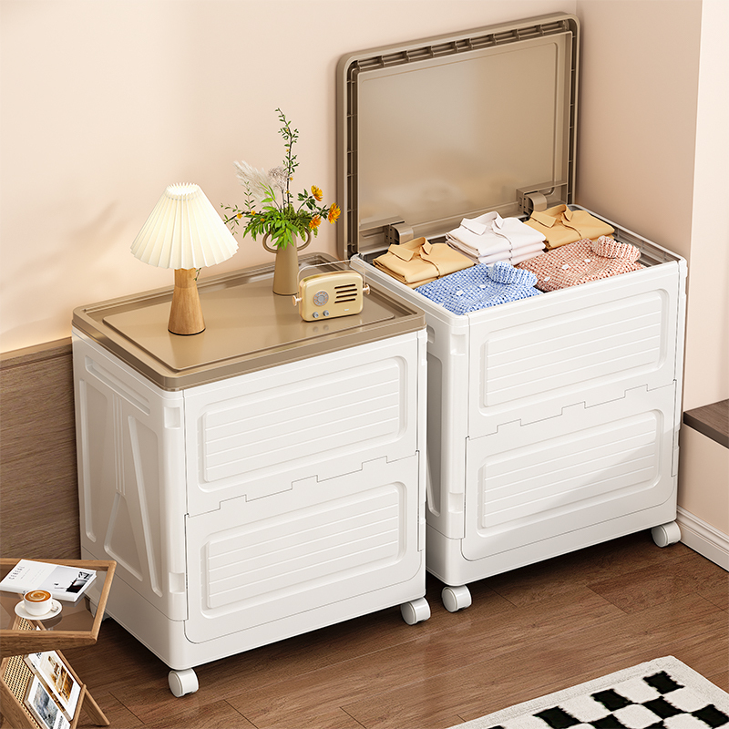 Clothing Storage Box for Home Use, Large Capacity, Extra-Large Flip-Top Organizer for Clothes, Quilts, Toys, with Wheels, Foldable Storage Cabinet