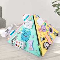 Childrens multifunctional pyramid busy house Montessori enlightenment busy board unlocking anti-theft chain busy block toy