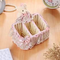 Creative European fabric cosmetics desktop storage box lace storage basket remote control fruit basket sundry storage box