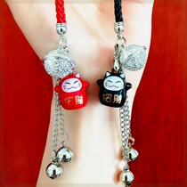 Ancient wind palace bell mobile phone chain blessing money bag lucky cat pendant men and women gift bag pendant key U disk pendant