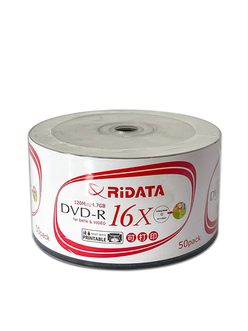 Printable Dvd Burning Disc 4.7g Reide White Blank Disc 16X High Speed Jvc Dvd-R Video File Storage Disc