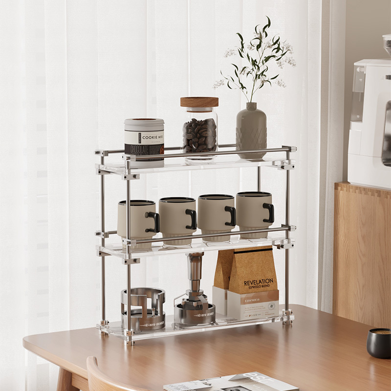 Dining Table Countertop Cup Storage Box Transparent Acrylic Optical Axis Storage Rack Coffee Cup Utensil Placement Rack Makeup Rack