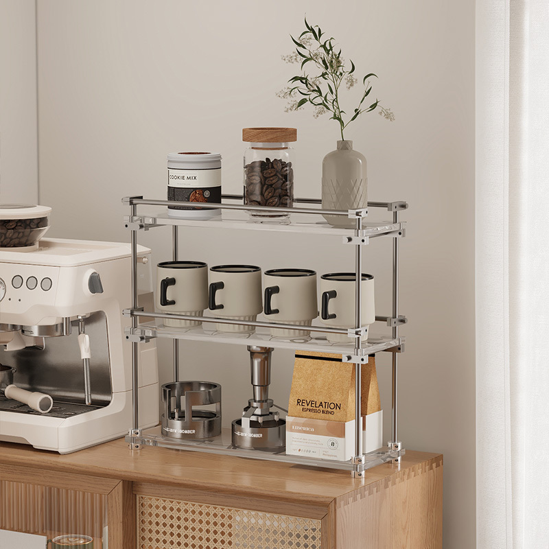 Optical Axis Storage Rack, Transparent Acrylic Water Cup Holder, Coffee Cup Utensil Storage Rack, Mug Cup Layered Organizer Optical Axis Storage Rack, Transparent Acrylic Water Cup Holder, Coffee Cup Utensil Storage Rack, Mug Cup Layered Organizer