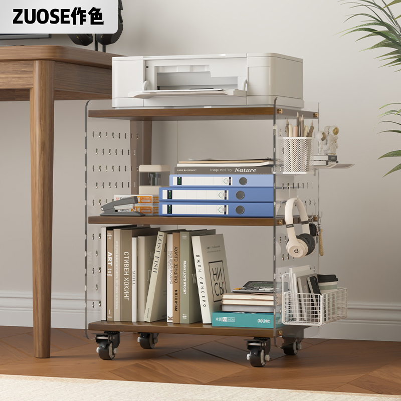 Acrylic Printer Storage Rack, Floor-Standing, Movable Computer Host Bracket, Office File and Miscellaneous Storage Rack