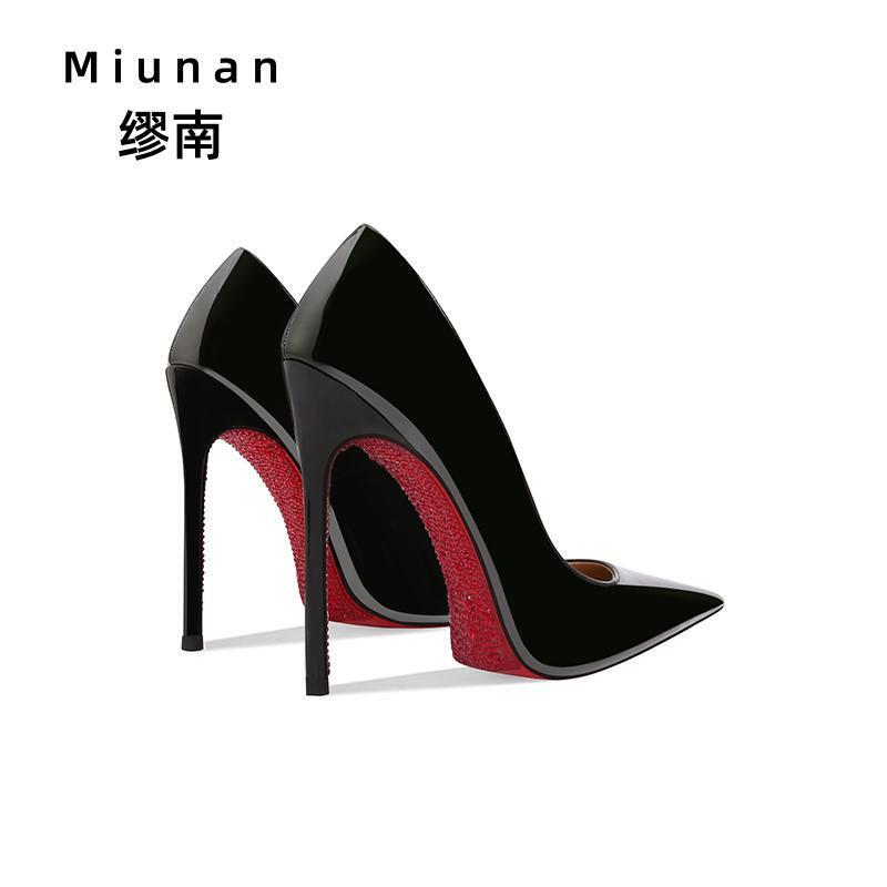Miaonan Black High Heels for Women 2026 New Patent Leather Stiletto Professional Pointed Toe High Heels, Elegant and Comfortable