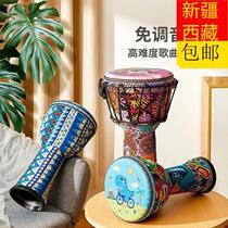 Xinjiang Tibetan African drum childrens boys and girls toys professional percussion instrument standard 10 large 8-inch hand drum