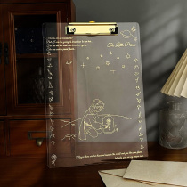 Writing pad Little Prince hot stamping A4 acrylic plate clip transparent thickened writing pad folder test paper file