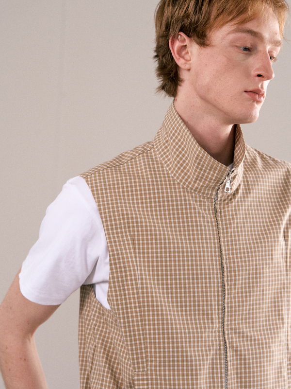 Conchoboe/Offest Vest/Lightweight Cotton-Feel Asymmetrical Stand Collar Double-Open Sleeveless Vest Conchoboe/Offest Vest/Lightweight Cotton-Feel Asymmetrical Stand Collar Double-Open Sleeveless Vest