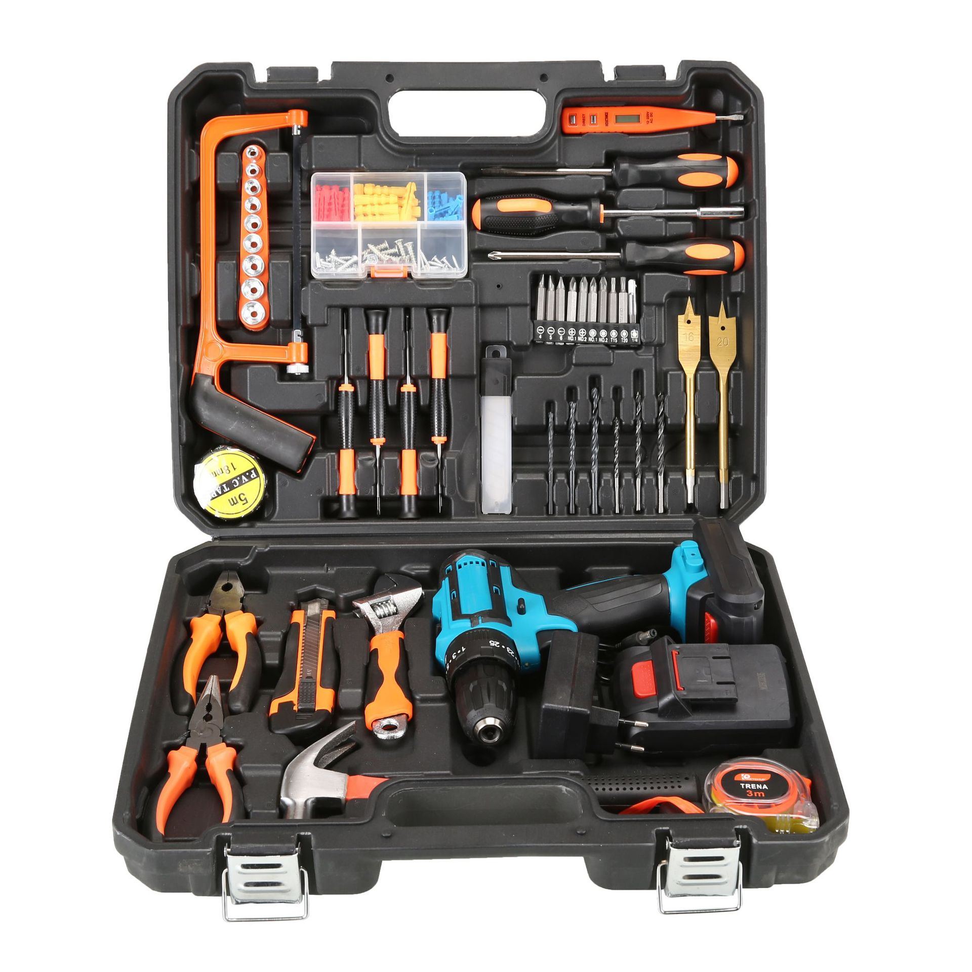 New 124 pieces of electric drill impact drill kit Kit Home Combination Suit Repair Electric Drill Toolbox