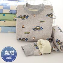 Childrens thermal underwear boys girls children clearance medium and large childrens autumn and winter plus velvet and thickening all-in-one velvet suit