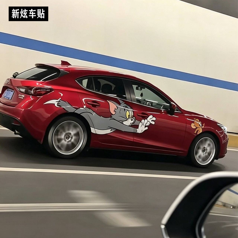 Tom and Jerry Car Stickers, Body Decoration Scratch Cover Stickers, Cat Chasing Mouse Creative and Fun Wheel Hub Car Stickers Tom and Jerry Car Stickers, Body Decoration Scratch Cover Stickers, Cat Chasing Mouse Creative and Fun Wheel Hub Car Stickers