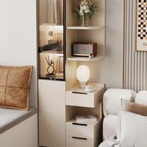 Bedside bookcase storage cabinet home bedroom modern simple storage rack high cabinet storage cabinet bookshelf integrated cream style