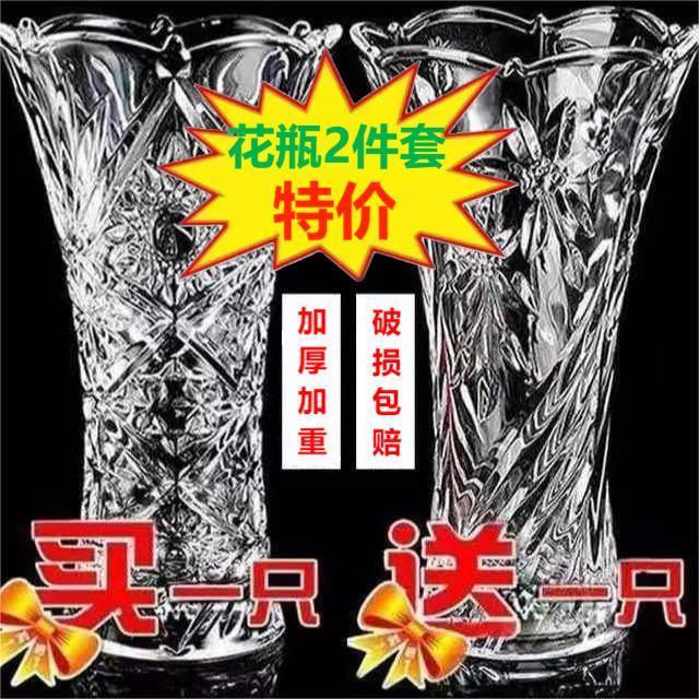(two sets) special glass vase transparent water raising rich and expensive bamboo vase living room home flower arrangement bottle swing piece-Taobao