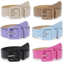 y2k Barbie pink belt for women candy color square buckle belt dopamine hot girl decoration with skirt versatile trend