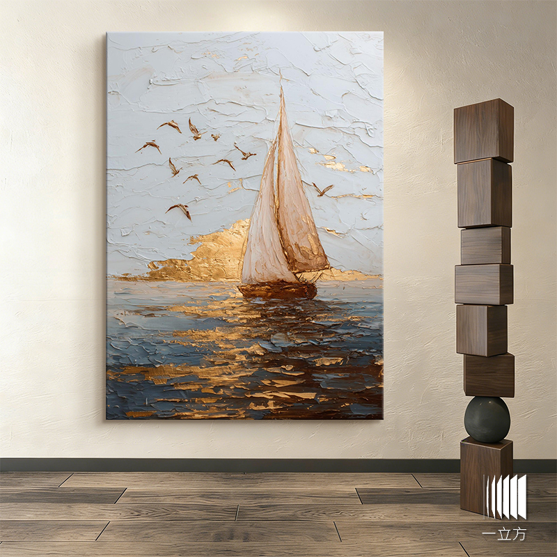 Italian Modern Light Luxury Style Oil Painting Art, Smooth Sailing, Simple Style Background Wall Hanging Painting, High-End Entrance Decoration Painting Italian Modern Light Luxury Style Oil Painting Art, Smooth Sailing, Simple Style Background Wall Hanging Painting, High-End Entrance Decoration Painting