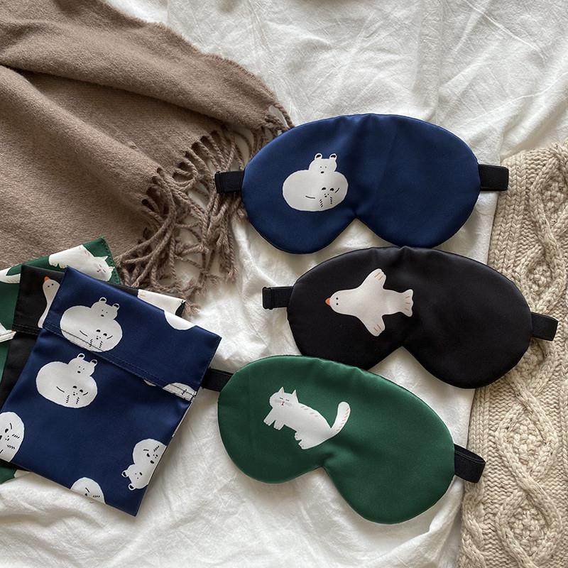 Cocoa Love love three little ~ men and women sleep single-sided mulberry silk blindfold suit hanging ears-style headwear-Taobao