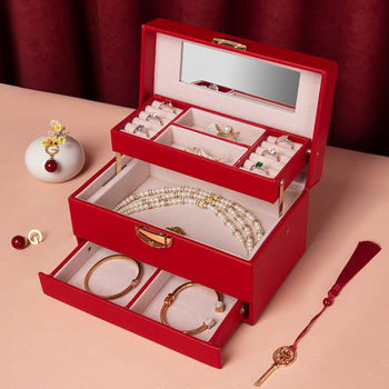 High-end jewelry box storage box wholesale multi-layer exquisite drawer earrings bracelet necklace jewelry box cross-border premium products