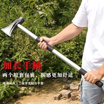 German imported forged manganese steel ax thickened iron handle ax for tree felling and firewood hammer ax integrated long handle wood cutting artifact