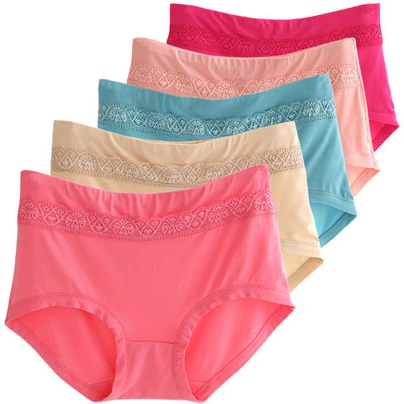 Clearance Sale: 5-Pack of Women's Mid-Waist Butt-Lifting Bamboo Charcoal Fiber Plus-Size Modal Briefs for Summer