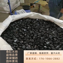 浙江50斤黑色鹅卵石庭院花园造景铺路铺地大小石头天然雨花石原石