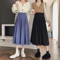 Xpqbb Korean Style Women's Midi Skirt 2022 Autumn High-W