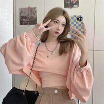 Autumn Two Piece Suit Hoodies Women Korean Loose Bat Sleeve