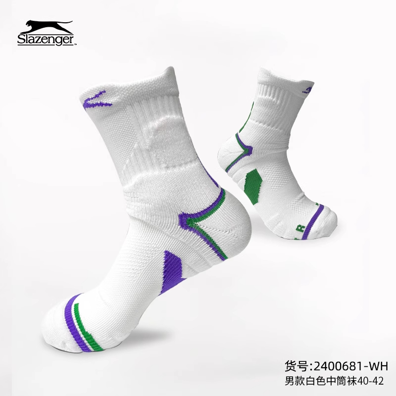 Slazenger Mid-Calf Sports Socks with Thick Towel Bottom, Breathable and Anti-Slip, for Badminton and Basketball