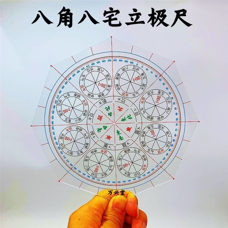 Wenchang position layout upright ruler eight-mansion Wenchang octagonal acrylic high precision transparent compass family type layout-Taobao