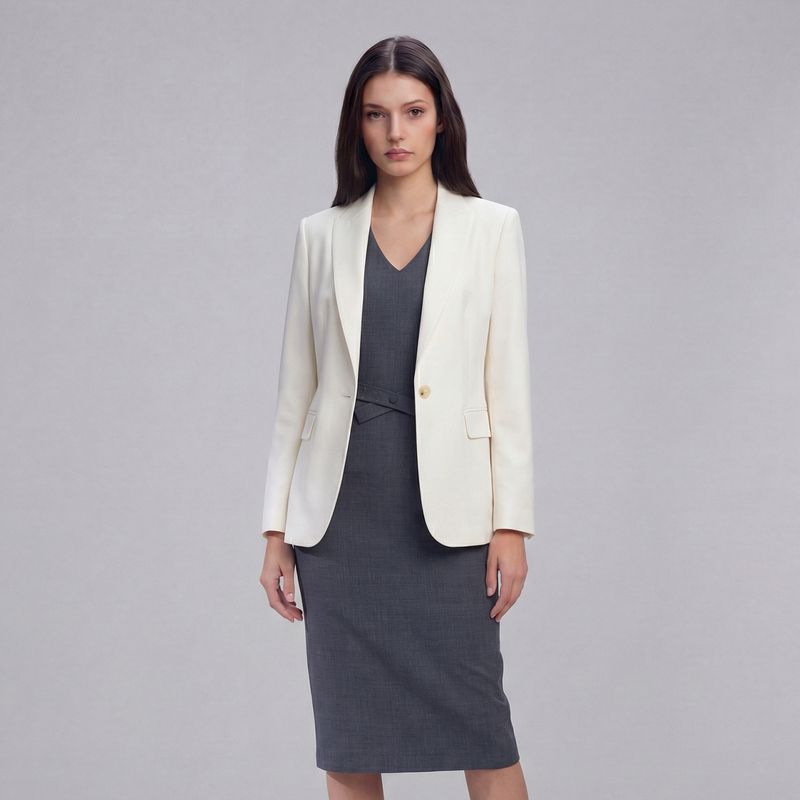 Ver Tow Early Spring 100% Wool White Slim Fit Single Button Suit Light Luxury Professional Formal Commuting Jacket