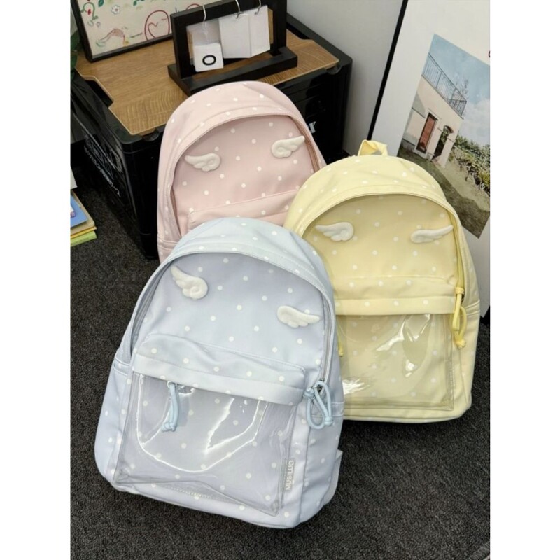 Youthful Girly Style ins Polka Dot Transparent Backpack Student School Bag Girls Korean Version Versatile Niche Casual Backpack Youthful Girly Style ins Polka Dot Transparent Backpack Student School Bag Girls Korean Version Versatile Niche Casual Backpack