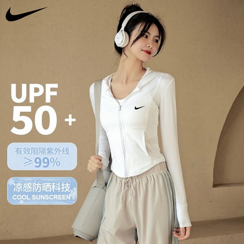 Nike Nike Sun Protection Clothing Women's Slim-Fitting Hooded Top Outdoor Anti-Uv Cool Fitness Yoga Jacket