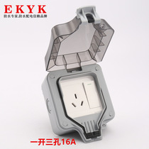Waterproof switch socket box one opening 3 holes 16A bathroom heater bathroom charging pile exposed IP66 waterproof socket