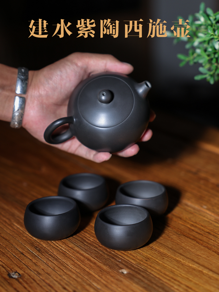 Yunnan Jianshui Purple Pottery Teapot Pure handmade Xisch Kettle Kung Fu Tea With Tea Tea Single Pot Vegetarian Pot Stone Ladypot Non Purple Sand-Taobao