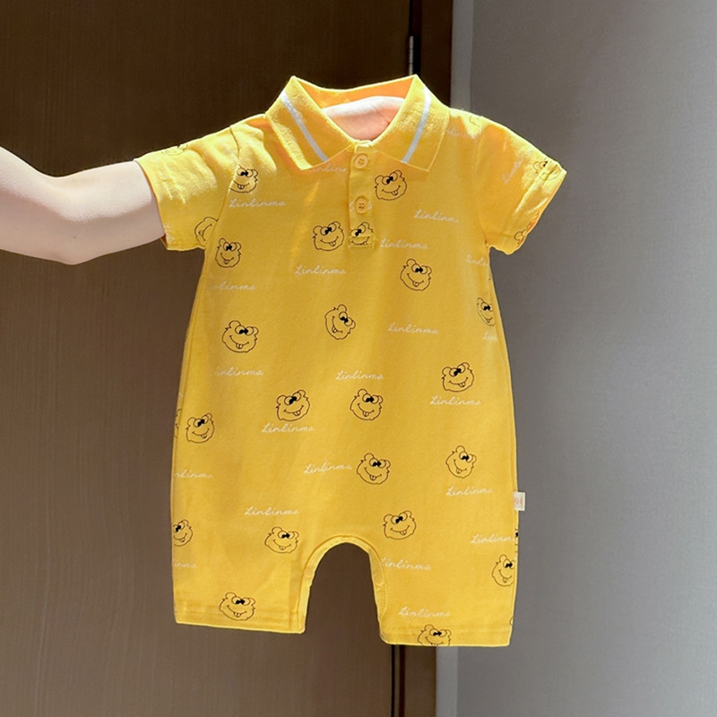 French Badnut Baby 2026 New Cute Bear Print Short-Sleeved Jumpsuit Baby Summer Lapel Romper French Badnut Baby 2026 New Cute Bear Print Short-Sleeved Jumpsuit Baby Summer Lapel Romper