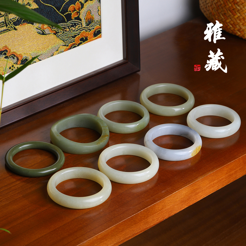 【Yazang】Xinjiang Hotan Jade Seed Material Natural White Jade Green Jade Thick Tire Bracelet Ngtc National Inspection Certificate 【Yazang】Xinjiang Hotan Jade Seed Material Natural White Jade Green Jade Thick Tire Bracelet Ngtc National Inspection Certificate
