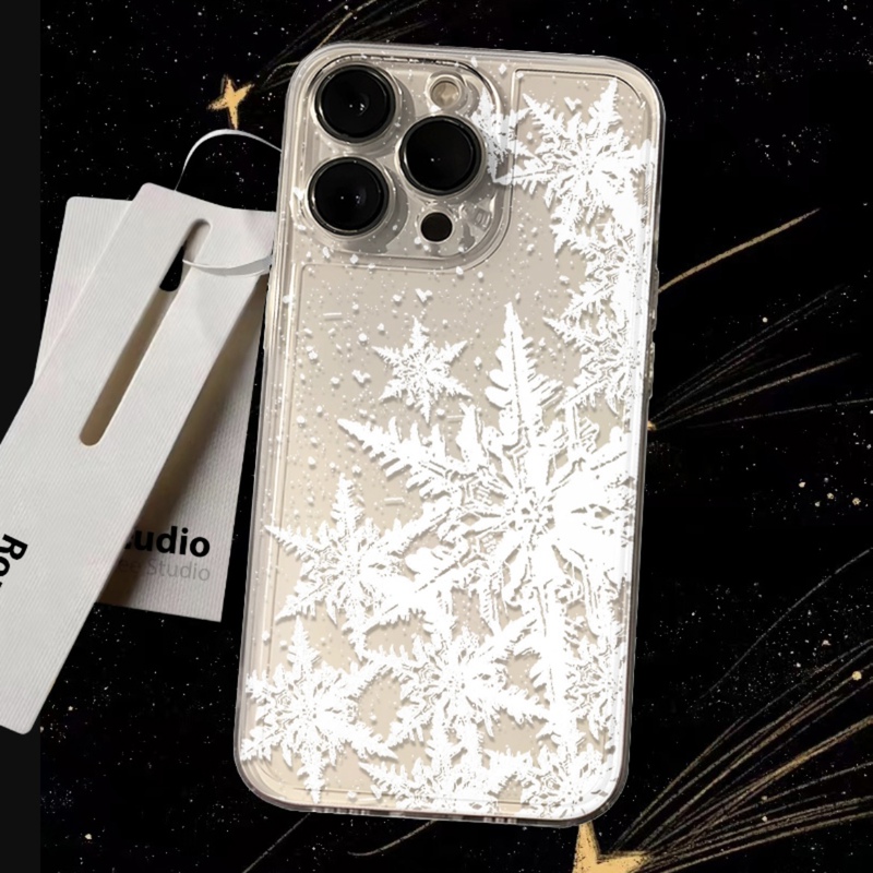 ins Snowflake Pattern Phone Case for Apple 15 Pro Max, Huawei 60, Honor Mate 60, Vivo, Xiaomi 14, Oppo, Realme, Redmi, Iqoo ins New Men's and Women's Transparent XS Full Coverage 8P Soft Case