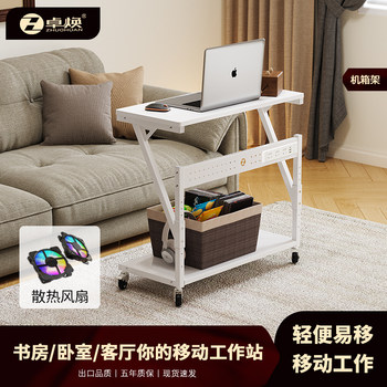 White small movable computer desk